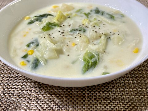 【骨強化】白菜とじゃがいもの牛乳スープ